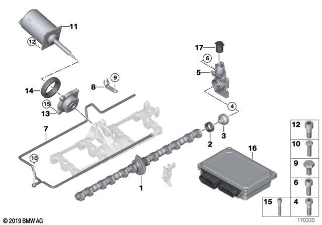 2010 BMW 650i Valve Timing Gear, Eccentric Shaft, Actuator Diagram
