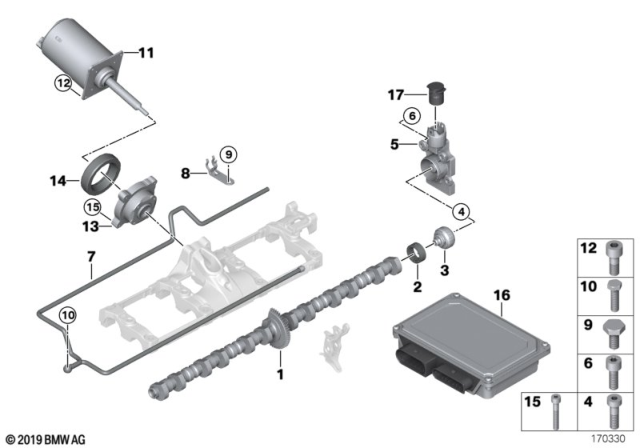 2008 BMW 550i Valve Timing Gear, Eccentric Shaft, Actuator Diagram