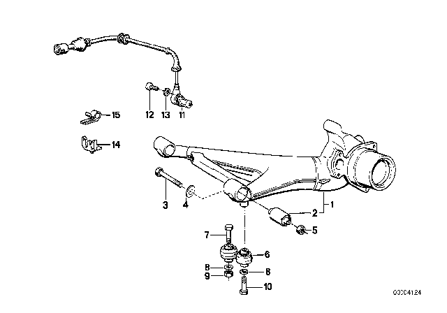 1993 BMW M5 Rear Abs Speed Sensor Diagram for 34521181490