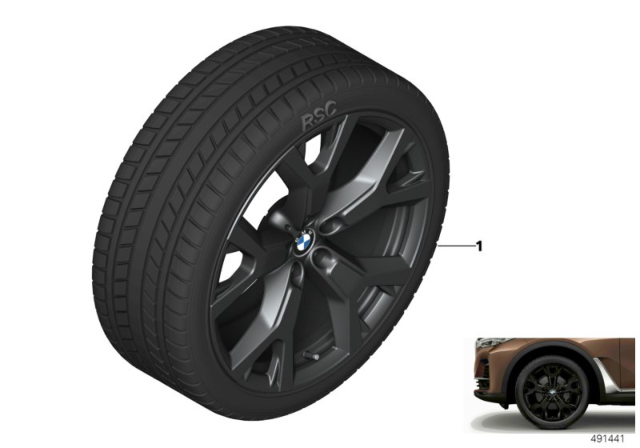 2020 BMW X7 Winter Wheel With Tire Y-Spoke Diagram