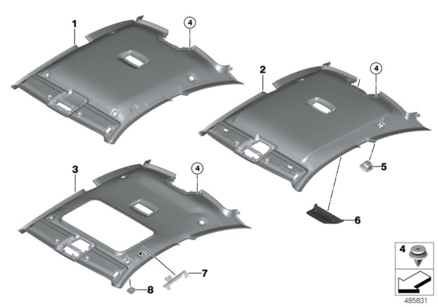 2018 BMW 440i Molded Headlining For Sliding Lifting Roof Diagram for 51447389088