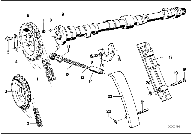 1983 BMW 320i Timing - Valve Train - Timing Chain / Camshaft Diagram