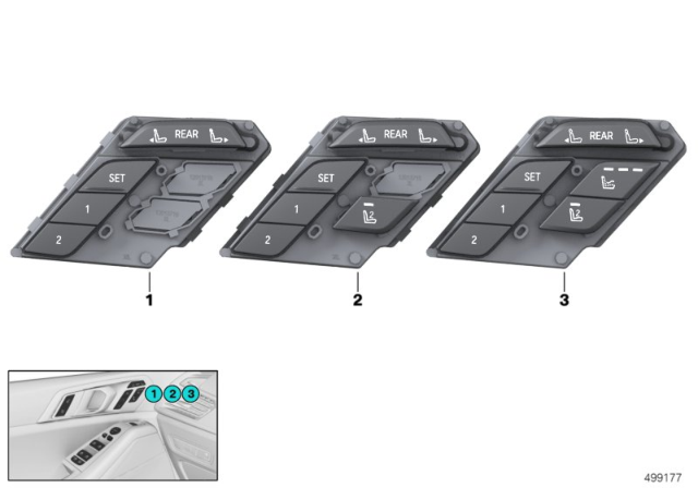 2020 BMW X7 Operating Unit Seat Functions Drive Side Diagram