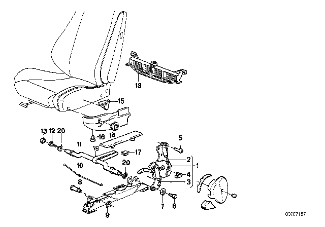 1988 BMW 325ix Reclining Seat Fitting Diagram