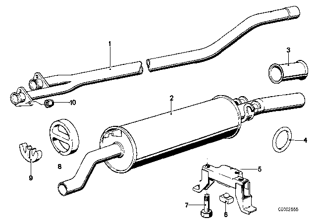 1978 BMW 530i Rear Muffler Diagram for 18122201219