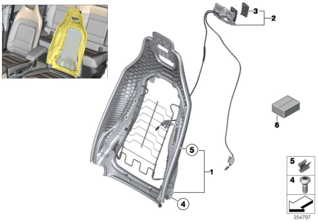 2018 BMW i3 Seat, Front, Backrest Frame Diagram