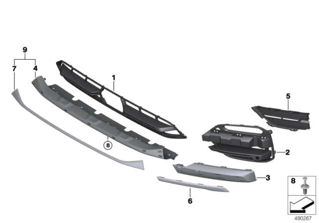 2018 BMW X3 Grille, Air Inlet, Middle Diagram for 51117399900