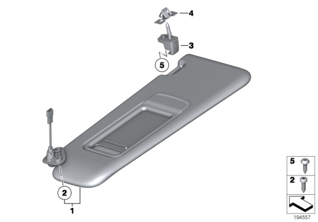 2015 BMW X1 Sun Visors Diagram