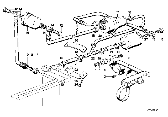 1981 BMW 320i Fuel Hose Diagram for 16121176440