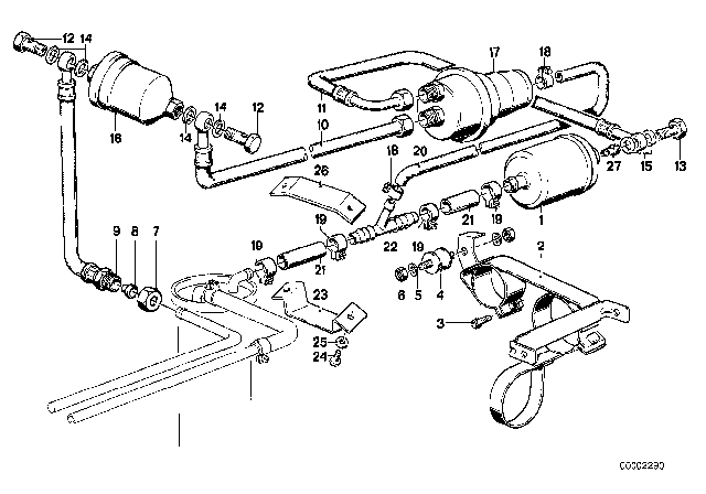 1981 BMW 320i Bow Diagram for 16121116321