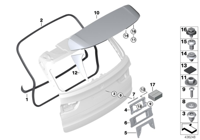 2017 BMW X5 Mounting Parts, Rear Lid Diagram