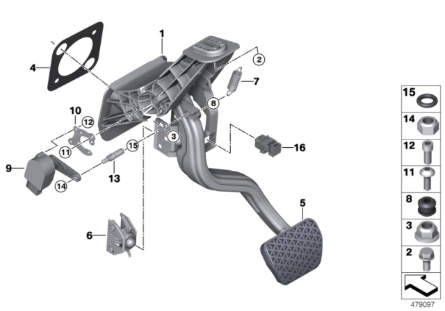 2018 BMW 530e Pedal Assembly, Automatic Transmission Diagram 1