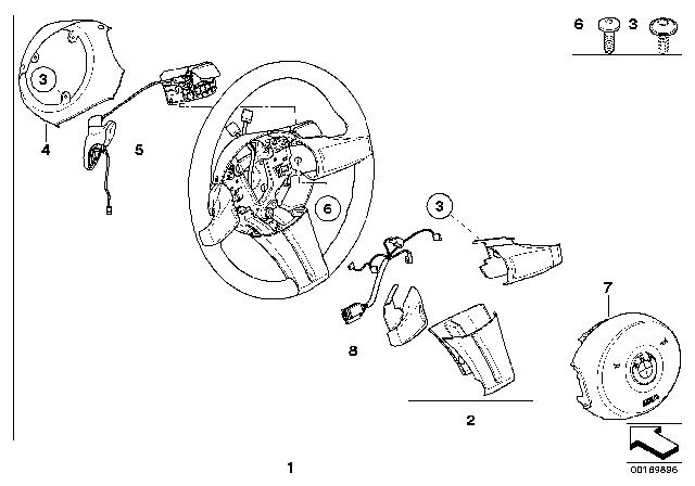 2008 BMW Z4 Sport Steering Wheel, Airbag, W/Paddles Diagram