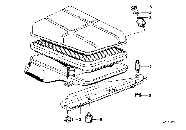 1984 BMW 733i Bracket, Intake Silencer Diagram