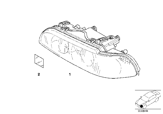 1999 BMW 540i Front Left Headlight Diagram for 63126912439