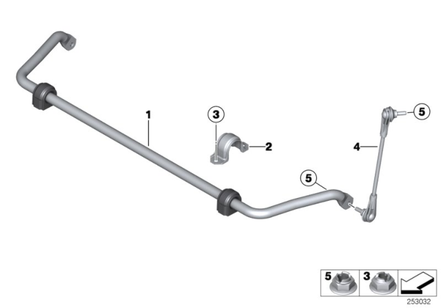 2016 BMW 330e Stabilizer Front With Rubber Mounting Diagram for 31306792114