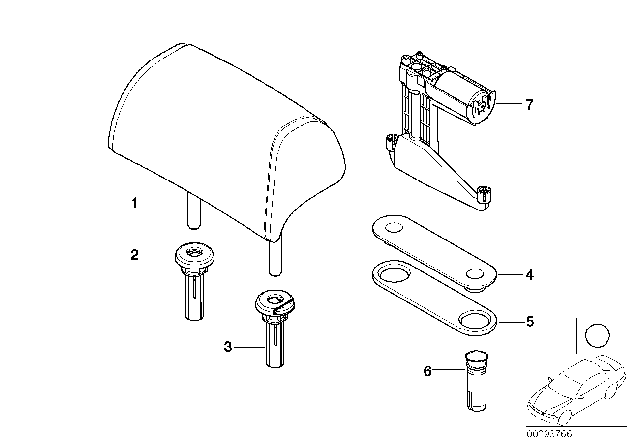 2002 BMW 745i Rear Seat Head Restraint Diagram