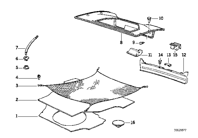 1993 BMW 535i Trunk Trim Panel Diagram 2