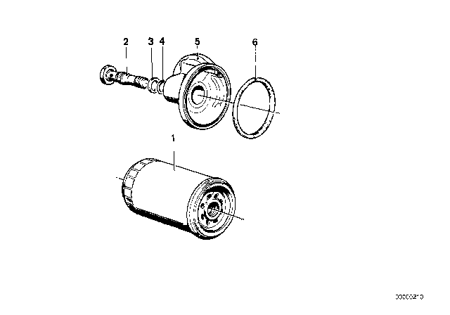 1990 BMW 525i Lubrication System - Oil Filter Diagram