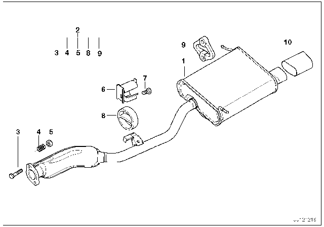 1996 BMW Z3 Rear Muffler Diagram for 18101433388