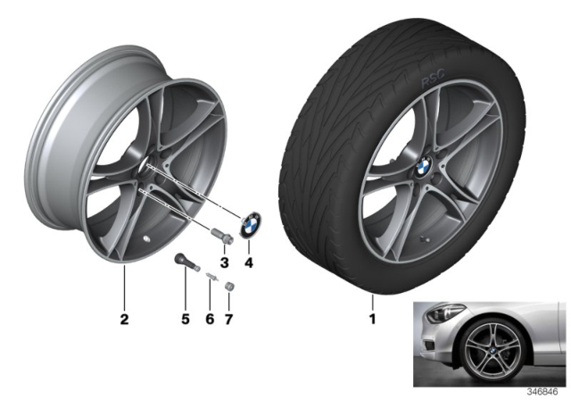 2015 BMW 328i xDrive BMW LA Wheel, Double Spoke Diagram 1