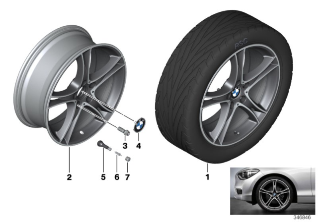 2014 BMW 428i xDrive BMW LA Wheel, Double Spoke Diagram 1