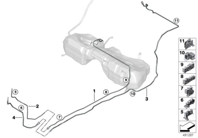 2020 BMW 330i xDrive Fuel Pipe And Mounting Parts Diagram