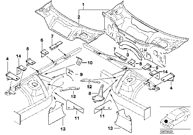 2001 BMW Z8 Front Body Parts Diagram