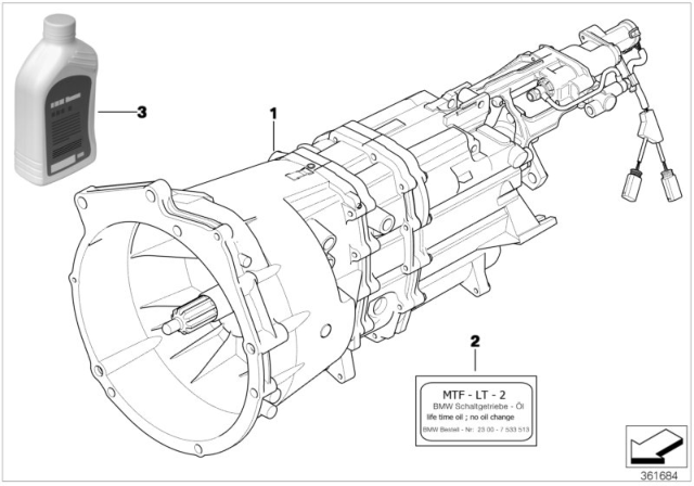 2004 BMW M3 Exchange 6 Speed Sequential Gearbox Diagram for 23002229786