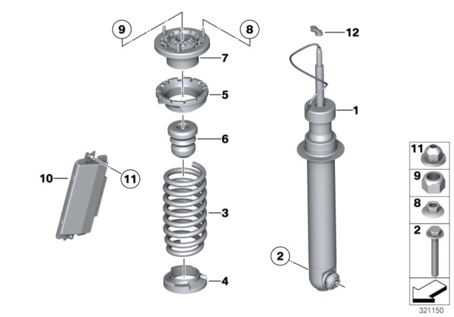 2015 BMW M6 Rear Spring Strut EDC / Control Unit / Sensor Diagram