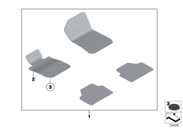 2017 BMW X3 Floor Mats Velours Diagram 1