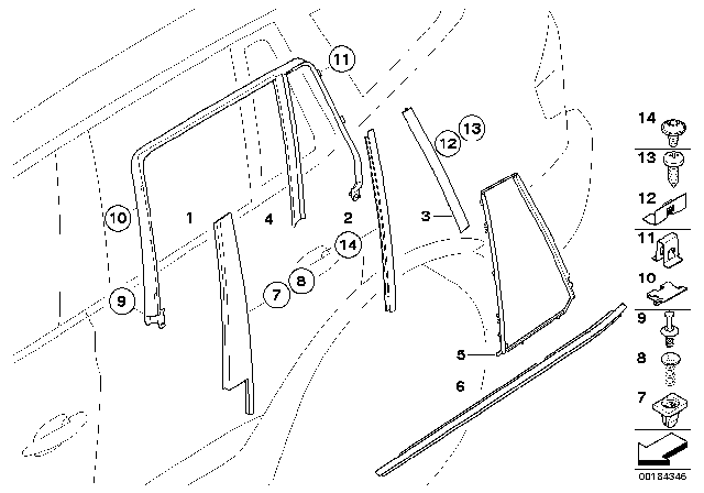 2005 BMW X3 Trims And Seals, Door Diagram 3