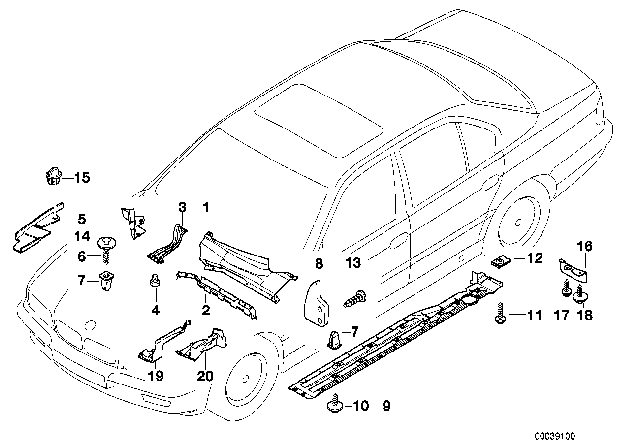 2001 BMW 740i Left Protecting Skid-Type Bar Diagram for 51718171525