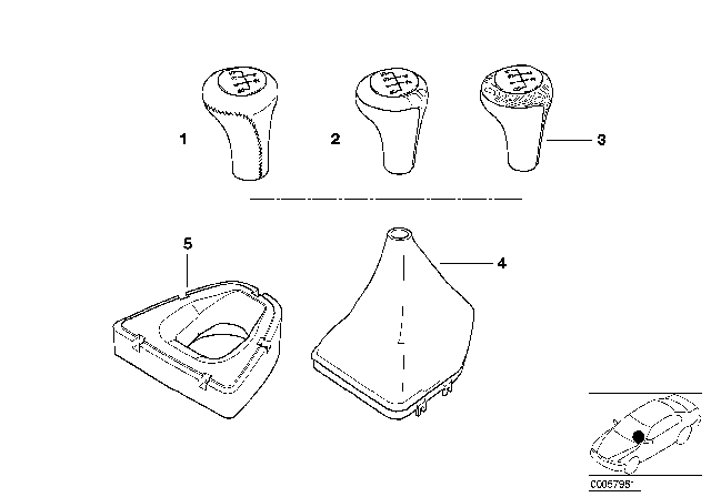 2003 BMW X5 Insert Shifter Covering Diagram for 25111434627