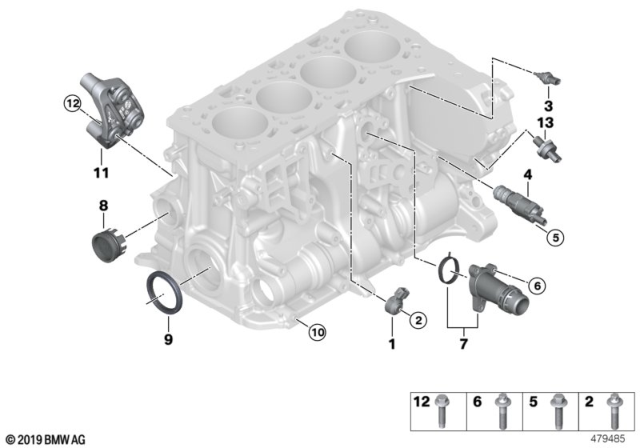 2018 BMW X1 Engine Block & Mounting Parts Diagram 2