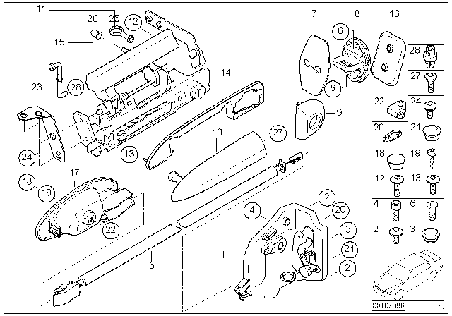 2002 BMW Z8 Front Door Control / Door Lock Diagram