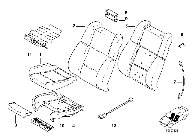 2000 BMW 740i Seat, Front, Cushion & Cover Diagram 4