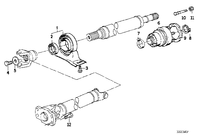 1992 BMW 850i Drive Shaft-Center Bearing-Constant Velocity Joint Diagram 2