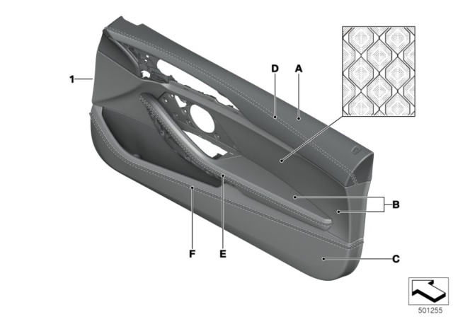 2020 BMW M8 Individual Door Trim Panel Diagram