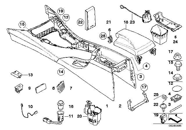 2012 BMW 328i Oddments Tray Centre Console, Rear Diagram for 51167138582