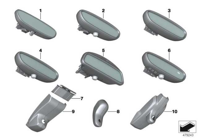 2020 BMW X1 Interior Mirror Diagram