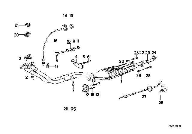 1990 BMW 325i Exhaust System With Catalytic Converter Diagram