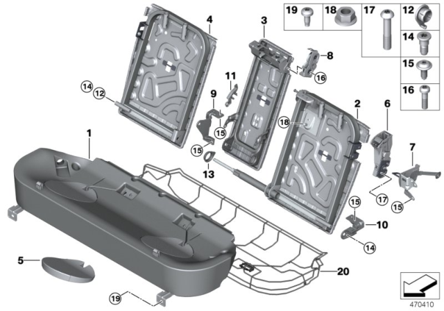 2017 BMW X5 M Seat, Rear, Seat Frame Diagram