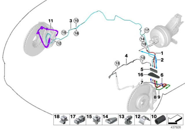 2016 BMW Alpina B6 xDrive Gran Coupe Brake Pipe, Front Diagram