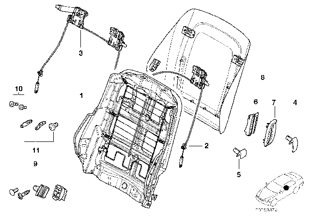 2009 BMW M6 Seat, Front, Backrest Frame Diagram