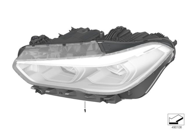 2020 BMW X5 Headlight, Led, Ahl, Right Diagram for 63117933338