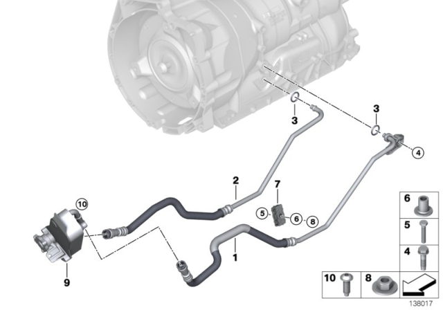 2010 BMW 335d Oil Cooling Pipe Outlet Diagram for 17228509709