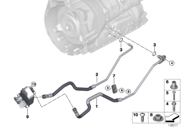 2010 BMW 335d Oil Cooling Pipe Inlet Diagram for 17228509708