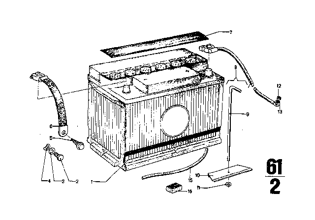 1969 BMW 2800CS Battery Holder Diagram for 61211353680