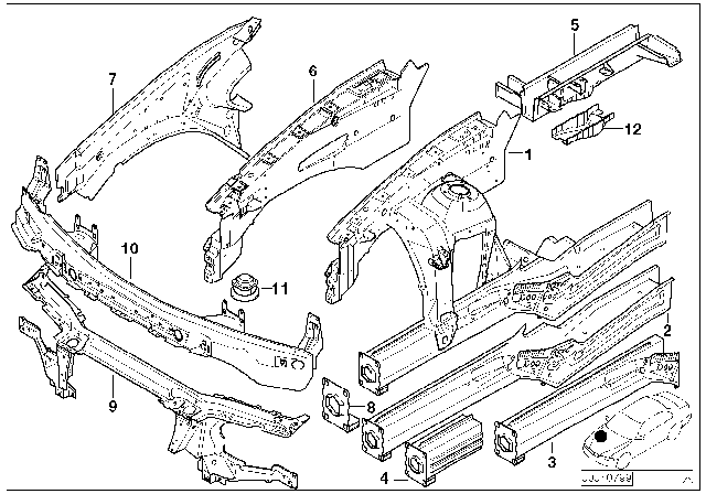2006 BMW X5 Wheelhouse / Engine Support Diagram
